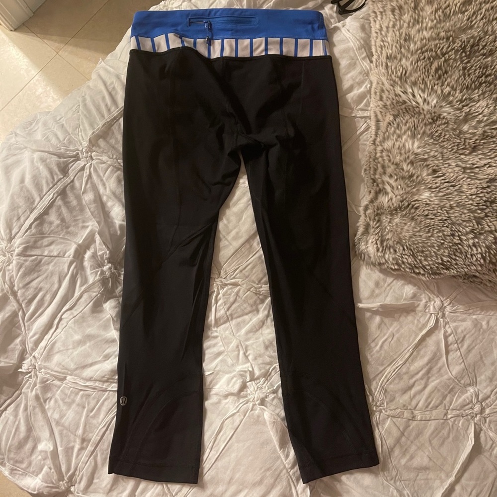 Lululemon Black Leggings with Blue waist